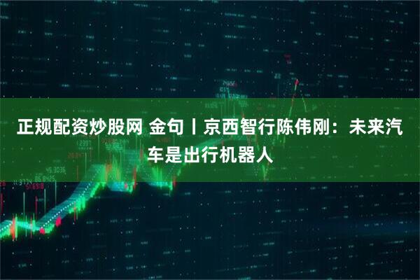 正规配资炒股网 金句丨京西智行陈伟刚：未来汽车是出行机器人